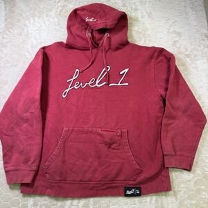 Level 1 Red Hoodie Sweatshirt Streetwear Pullover Sz XXL 5280 Series Faded Worn